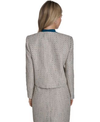 Petite Collarless Open Front Jacket