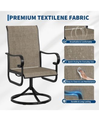 Patio 360°Swivel Chairs Set of 2，Outdoor Rocking Dining Chairs with All-Weather Textilene Fabric, Deck Rocker Seat with High Back for Backyard