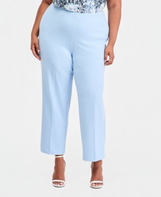 Plus Size Pull-On Straight-Leg Ankle Pants 