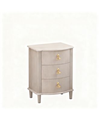 Vintage Curved Front Nightstand with Leaf Handles