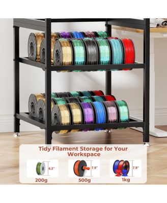3D Printer Stand with Filament Storage & Power Panel, Metal Frame Workstation