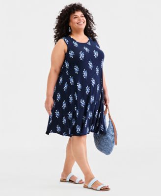 Plus Size Printed Flip-Flop Dress