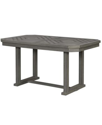 Streamdale 6-Piece Rubber Wood Dining Set with Wood Grain Tabletop & Soft Cushion (Grey)