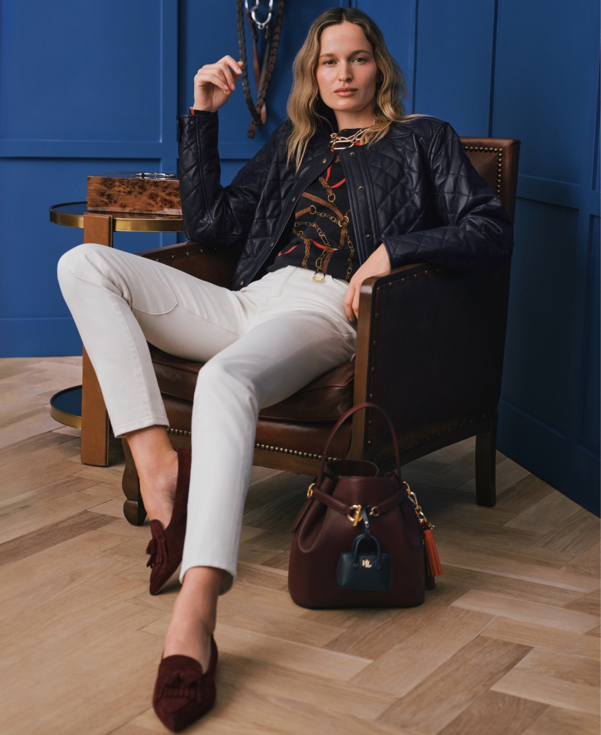 Lauren Ralph Women's Londyn Sheep-Suede Kiltie Ballet Flats