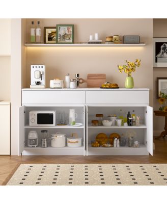 Streamdale Sideboard Buffet Cabinet with Storage, Large Kitchen Cabinet with 2 Drawers, White