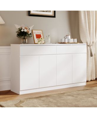 Streamdale Sideboard Buffet Cabinet with Storage, Large Kitchen Cabinet with 2 Drawers, White