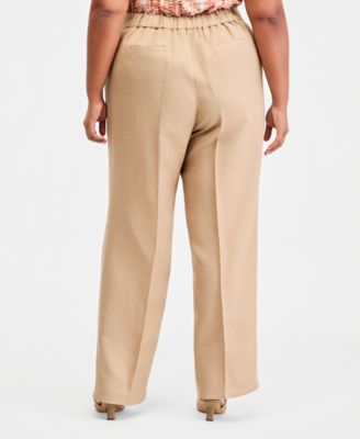 Plus Size High-Rise Press-Pleat Wide-Leg Pants 