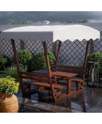 Streamdale Outdoor waterproof solid wood picnic table and bench set with canopy