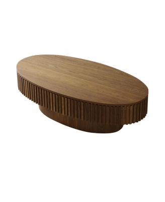 Streamdale 47" Oval Storage Coffee Table - Solid Wood Veneer, Brown