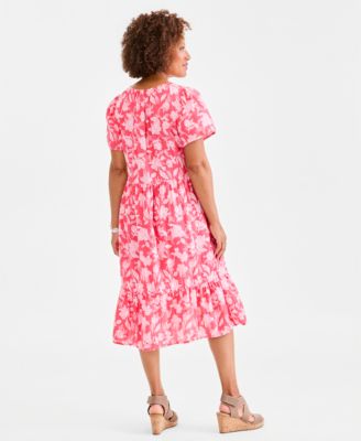 Women's Printed Cotton Gauze Midi Dress