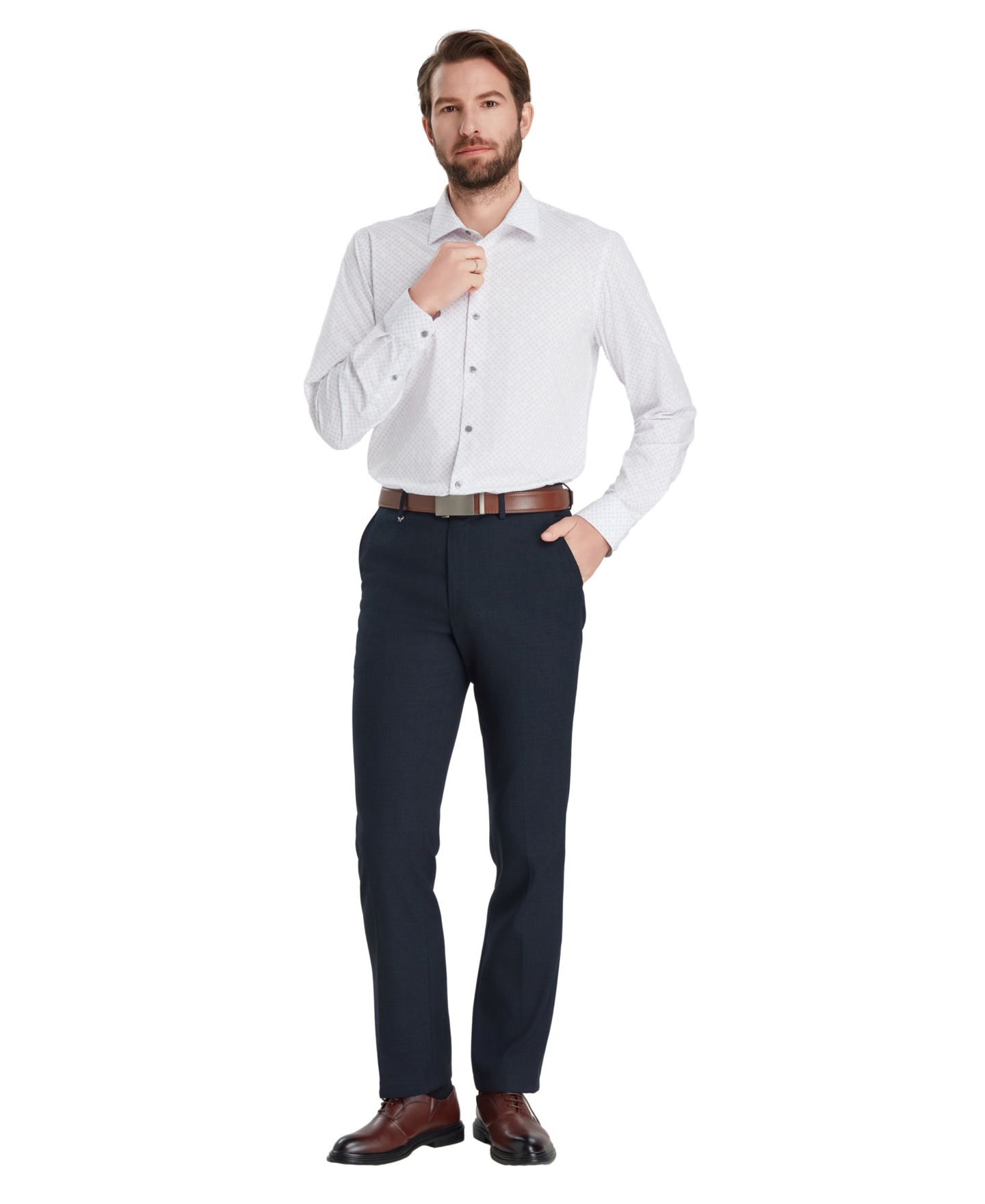 Мужская рубашка Alfani Slim-Fit Geometric Print Dress Shirt, цвет: Розовато-лиловый — фото 2