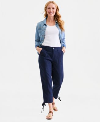 Women's Tie-Hem Linen-Blend Pants