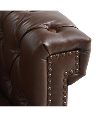 PU Leather Chesterfield Sectional Sofa with Rolled Arms & Nailhead
