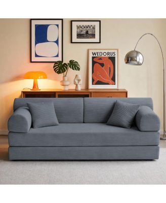 Corduroy Convertible Sleeper Sofa Bed with Pillow