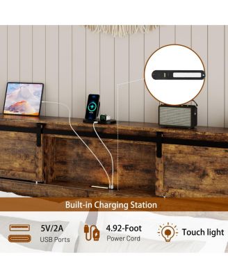Metal Bed Frame w/Charging Station - No Box Spring Needed