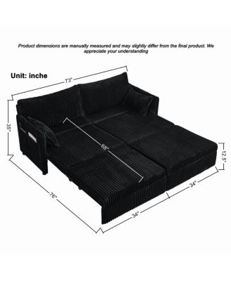 73" Convertible Sofa Bed with USB Ports