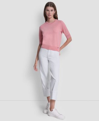 Women's Elbow-Sleeve Crew Neck Sweater