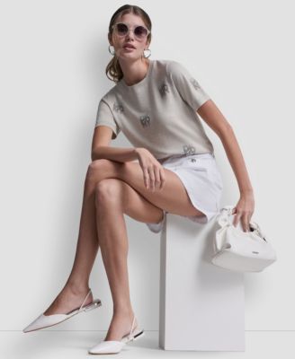 Women's Embellished Logo Crew Neck Sweater