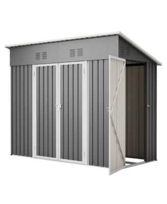 4x8 Slope-Roof Reinforced Storage Shed with Weatherproof Roof & Vents