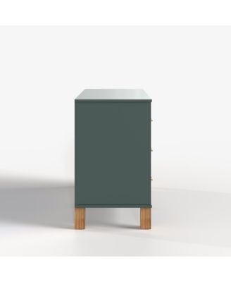 6-Drawer Double Dresser with Metal Handles & Solid Wood Legs