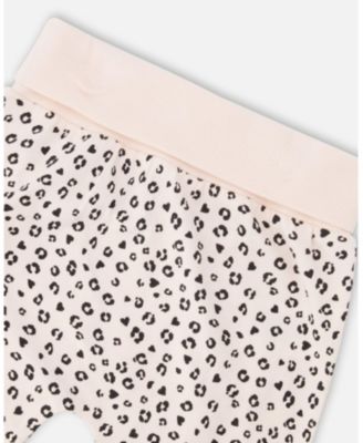 Baby Girls Peach Animal Print Cotton Jersey Sweater and Pants Set