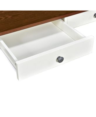 Mid-Century 6-Piece Wood Dining Set with Drawer, Chairs & Bench