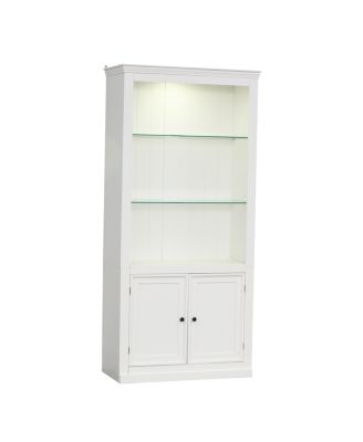 Farmhouse 4-Tier Display Shelf with Dimmable Ceiling Light & Storage