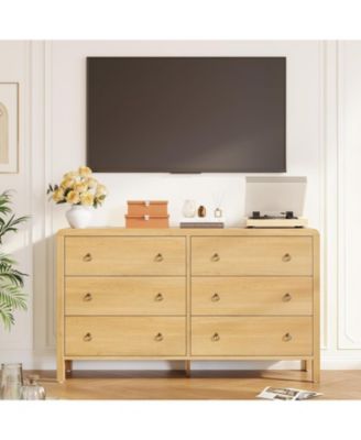 6 Drawer Dresser, Storage Organizer with Sturdy Metal Handle, TV Stand for 55 inch TV, Chest of Drawers for Living Room, Hallway