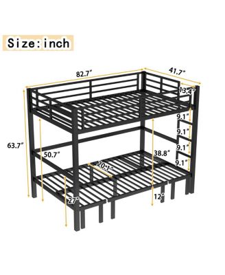 Twin XL over Twin XL pull-out Metal Bunk Bed with safety rails