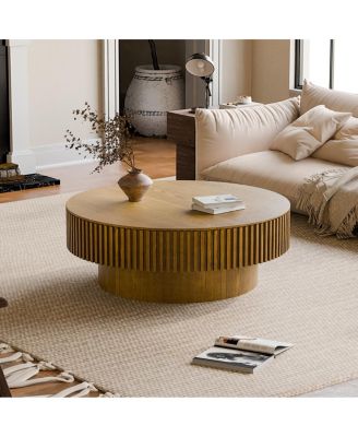 Solid Wood Veneered Modern Coffee Table with Storage