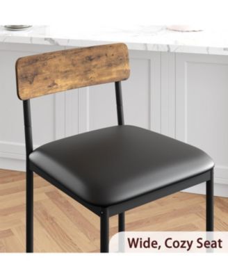 Bar Stools Set of 2 Kitchen Bar Stools with Footrest PU Upholstered Counter Height Barstools Bar Chairs with Back for Kitchen Easy Assembly