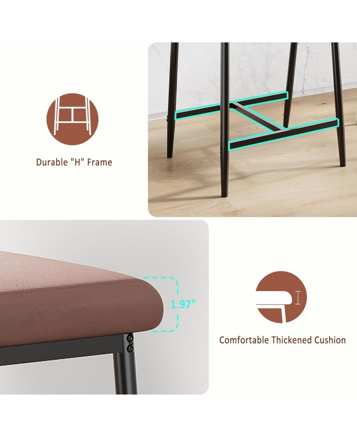 gaomon Bar Stools Set of 2 26.5inch Upholstered Counter Height Bar Stools for 2 with Armrest Wider Thickened Cushion Bar Chairs with Backrest for Bar