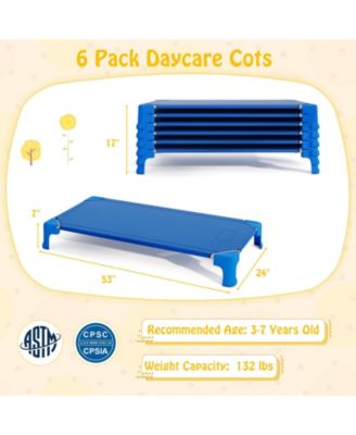 Portable 6 Pack Stackable Daycare Cots Sleeping Bed for Kids 53 Inch