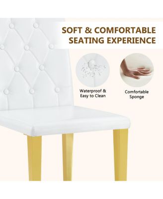 Streamdale 2-pack white PU ergonomic dining chairs with metal legs