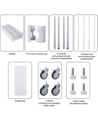 6-Tier Metal Wire Shelving Unit, Heavy Duty Adjustable Storage Rack with Wheels, Shelf Liners, 6000lbs Capacity for Commercial Grade