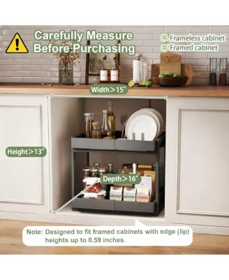 Adjustable Width & Height Cabinet Organizer with Smooth Sliding Drawers