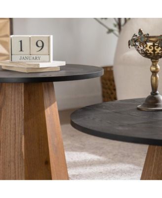 Round Coffee Table - Sturdy Wooden Tea Table for Living Room