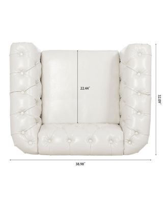  PU Leather Sofa with Wood Legs, Easy Assembly