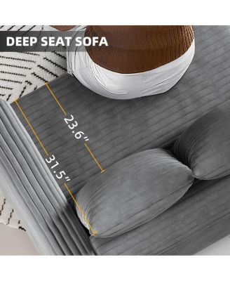 Plush Corduroy 4-Seat Sofa, Modern Comfy Upholstered Cloud Couch with Ottoman