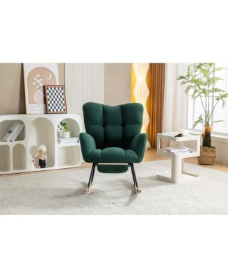Teddy Fabric Leisure Rocking Chair with Adjustable Footstool