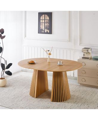 5pcs Dining Set, Metal Leg Table, Mid-century MDF Top, Pedestal Table