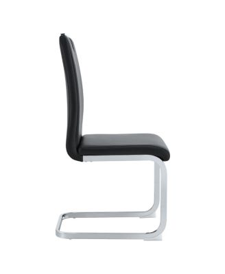 Set of 2 black PU bow-shaped chairs for industrial/modern homes