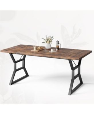 70.9 Inch Large Dining Room Table for 6 Rectangular Kitchen Table with Heavy Duty Metal Legs Farmhouse Wooden Dining Table for Big Family.