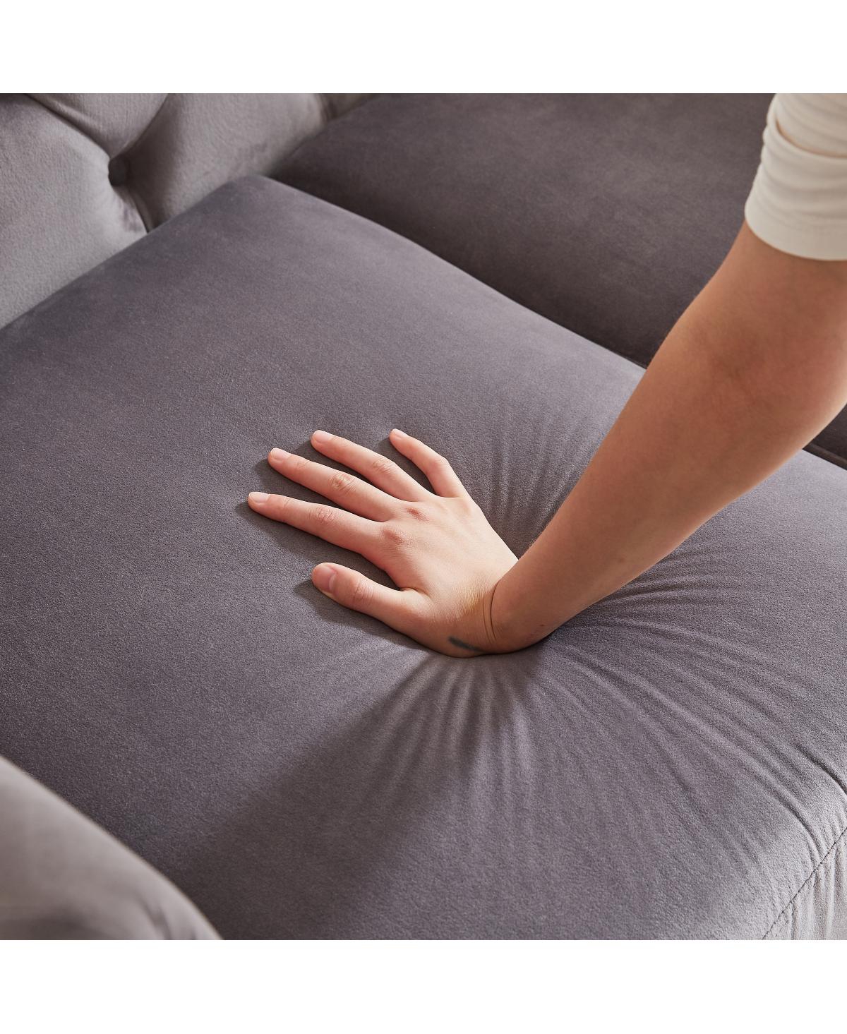 Streamdale Furniture 3+3 seater velvet sofa with solid wood frame and metal feet