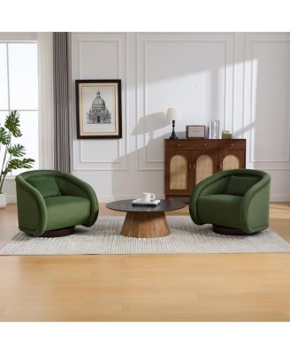 Velvet Swivel Accent Chair, 360-Degree Comfy Pumpkin-Shaped Chair