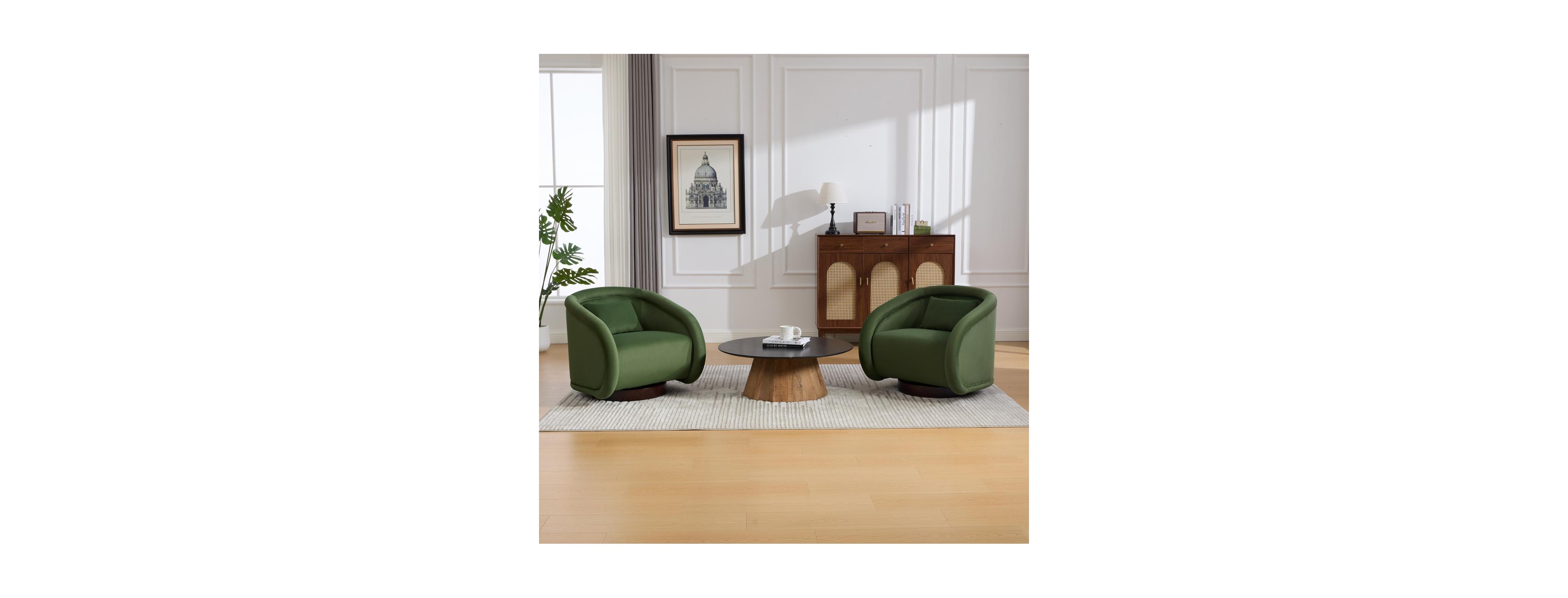 Streamdale Furniture Velvet Swivel Accent Chair, 360-Degree Comfy Pumpkin-Shaped Chair