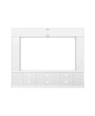 Entertainment Center Wall Unit for TVs up to 80" with Bookshelves & Glass Doors