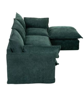 93.31" Modular Sectional Sofa Couch, Modern L-shaped Sofa with Movable Ottoman, 4-Seater.
