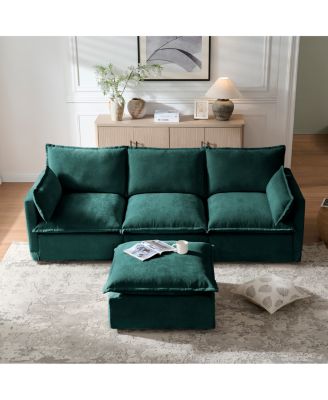 93.31" Modular Sectional Sofa Couch, Modern L-shaped Sofa with Movable Ottoman, 4-Seater.