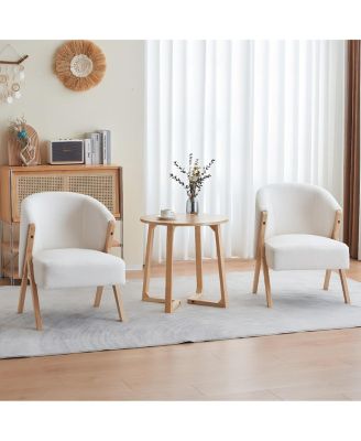 24" Round Mid Century Modern Solid Wood End Table with V-Shaped Legs